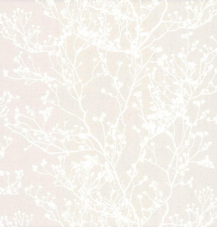 Budding Branch Silhouette Beige Wallpaper by Ronald Redding Handcrafted Naturals Covers about 60.8 square feet 27-in by 27-ft long roll Unpasted 25.25 - Fabric Carolina -