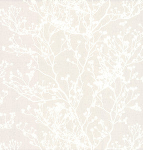 Budding Branch Silhouette Beige Wallpaper by Ronald Redding