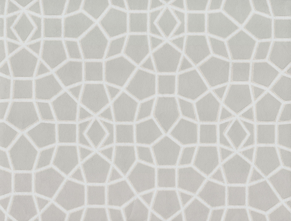 Sculptural Web Grey & Cream Wallpaper by Ronald Redding Handcrafted Naturals Covers about 60.8 square feet 27-in by 27-ft long roll Unpasted 20.5 - Fabric Carolina -