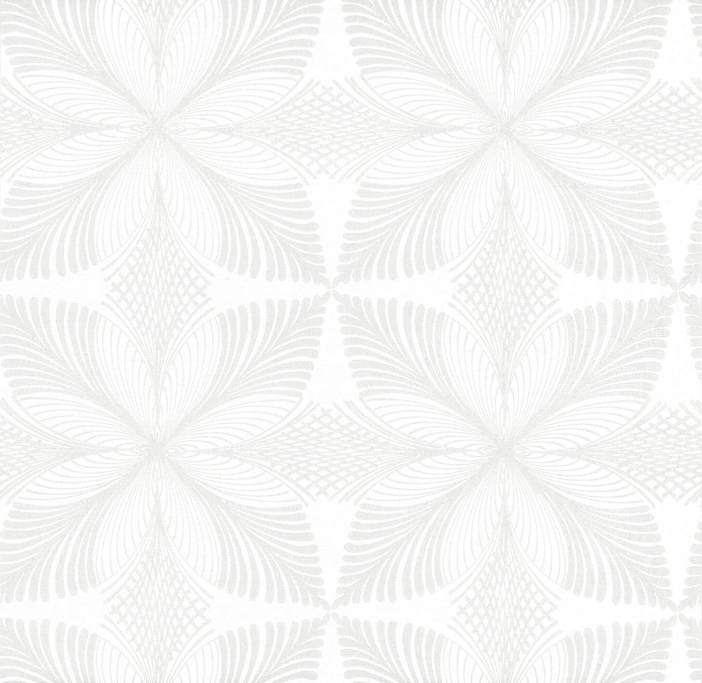 Roulettes Lily White & Cream Wallpaper by Ronald Redding Handcrafted Naturals Covers about 60.8 square feet 27-in by 27-ft long roll Unpasted 25.25 - Fabric Carolina -