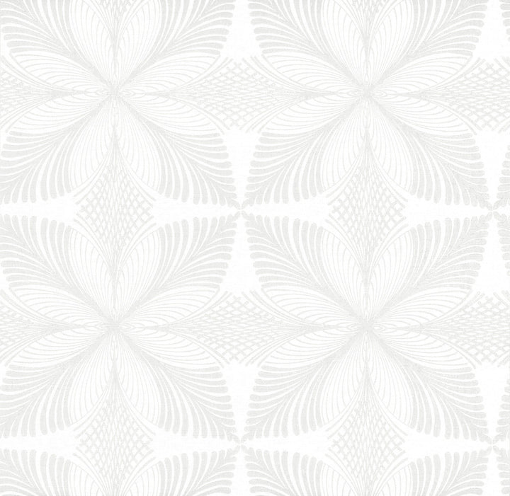 Roulettes Lily White & Cream Wallpaper by Ronald Redding Handcrafted Naturals Covers about 60.8 square feet 27-in by 27-ft long roll Unpasted 25.25 - Fabric Carolina -
