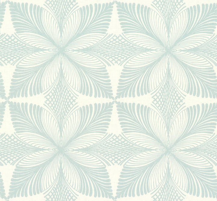 Roulettes Cream & Blue Wallpaper by Ronald Redding Handcrafted Naturals Covers about 60.8 square feet 27-in by 27-ft long roll Unpasted 25.25 - Fabric Carolina -