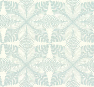 Roulettes Cream & Blue Wallpaper by Ronald Redding