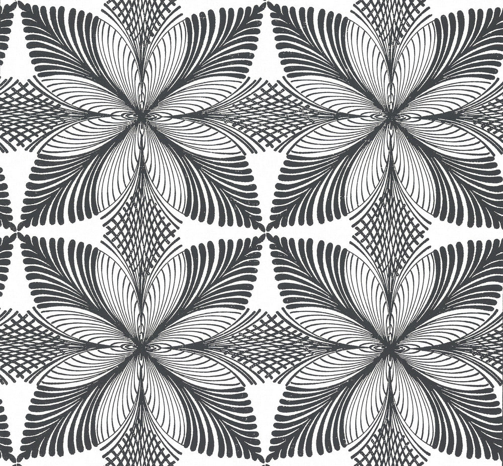 Roulettes Cream & Black Wallpaper by Ronald Redding Handcrafted Naturals Covers about 60.8 square feet 27-in by 27-ft long roll Unpasted 25.25 - Fabric Carolina -