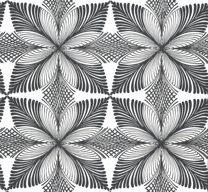Roulettes Cream & Black Wallpaper by Ronald Redding Handcrafted Naturals Covers about 60.8 square feet 27-in by 27-ft long roll Unpasted 25.25 - Fabric Carolina -