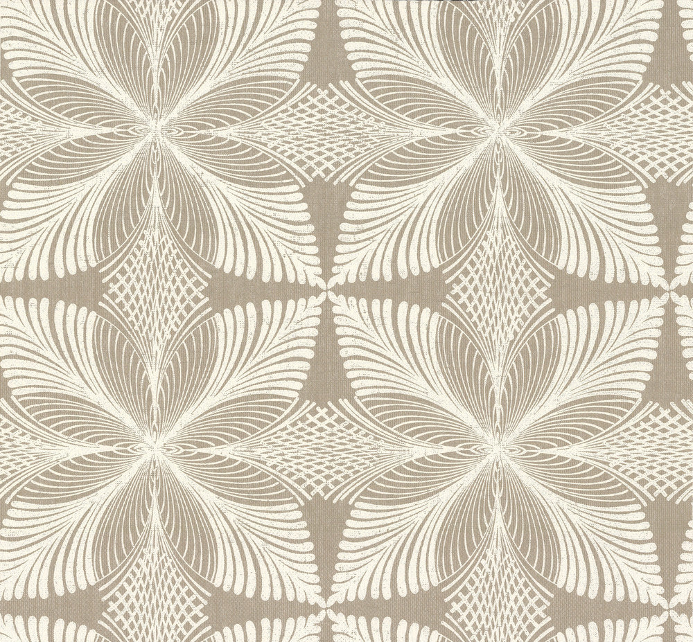 Roulettes Tan Metallic Wallpaper by Ronald Redding Handcrafted Naturals Covers about 60.8 square feet 27-in by 27-ft long roll Unpasted 25.25 - Fabric Carolina -