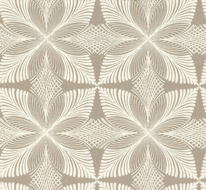 Roulettes Tan Metallic Wallpaper by Ronald Redding Handcrafted Naturals Covers about 60.8 square feet 27-in by 27-ft long roll Unpasted 25.25 - Fabric Carolina -