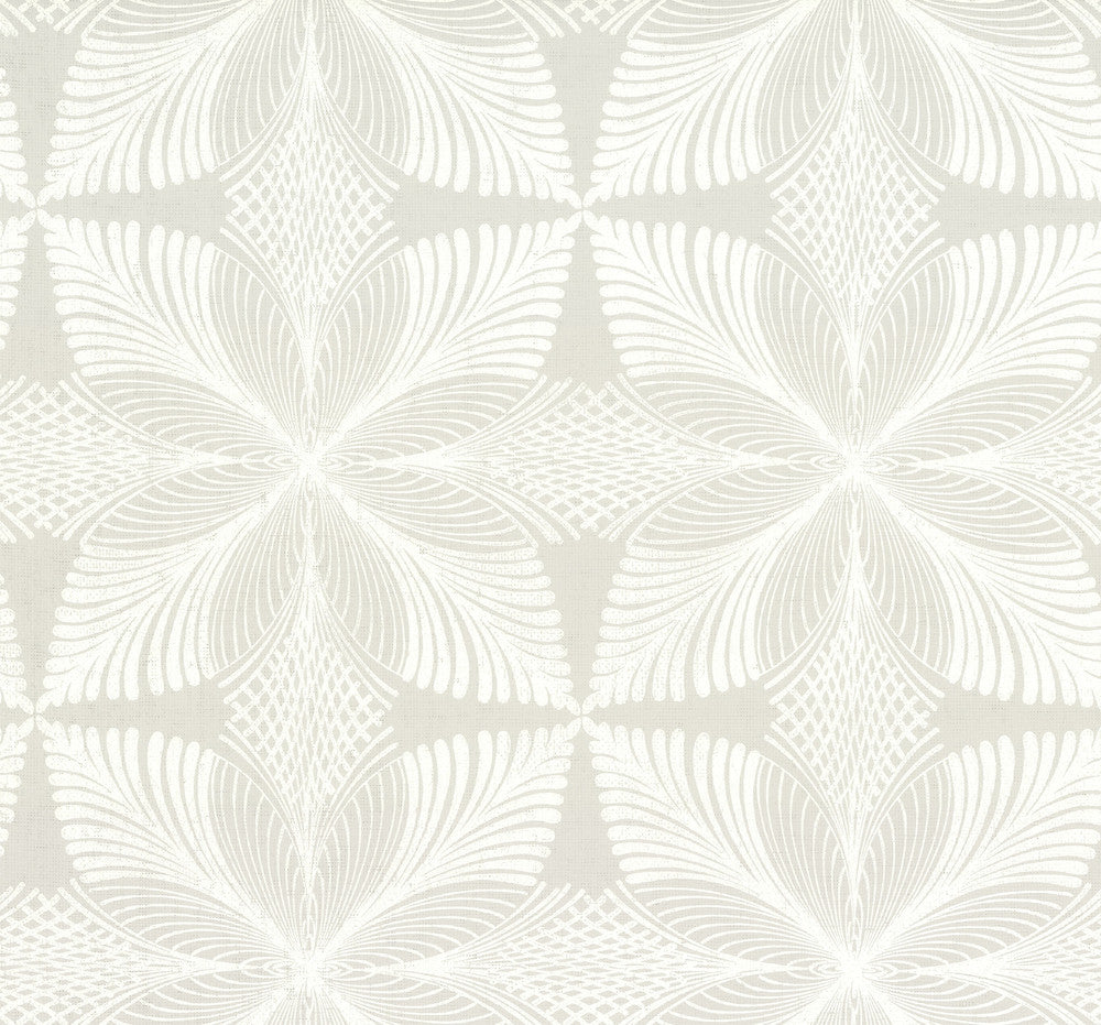 Roulettes Grey & White Wallpaper by Ronald Redding Handcrafted Naturals Covers about 60.8 square feet 27-in by 27-ft long roll Unpasted 25.25 - Fabric Carolina -