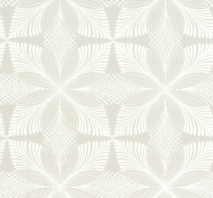 Roulettes Grey & White Wallpaper by Ronald Redding Handcrafted Naturals Covers about 60.8 square feet 27-in by 27-ft long roll Unpasted 25.25 - Fabric Carolina -