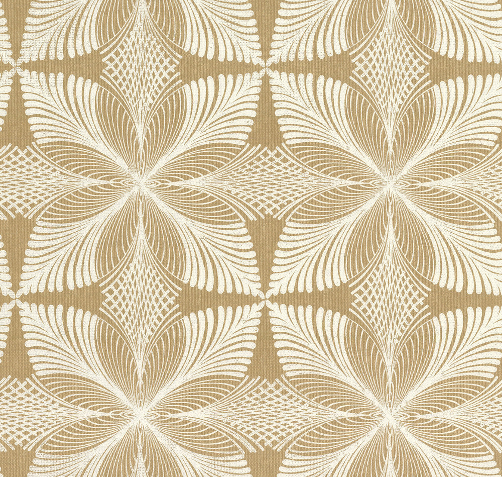 Roulettes Gold Wallpaper by Ronald Redding Handcrafted Naturals Covers about 60.8 square feet 27-in by 27-ft long roll Unpasted 25.25 - Fabric Carolina -