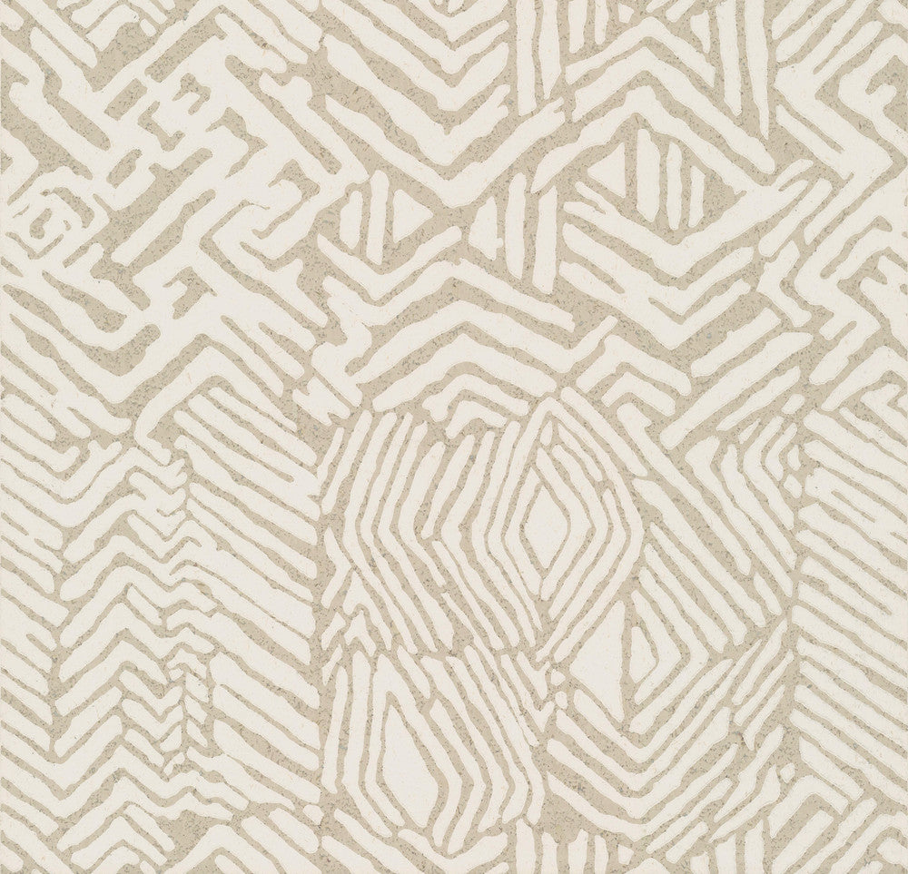Tribal Print Tan Wallpaper by Ronald Redding Handcrafted Naturals Covers about 60.8 square feet 27-in by 27-ft long roll Unpasted 25.25 - Fabric Carolina -