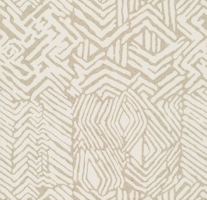 Tribal Print Tan Wallpaper by Ronald Redding Handcrafted Naturals Covers about 60.8 square feet 27-in by 27-ft long roll Unpasted 25.25 - Fabric Carolina -
