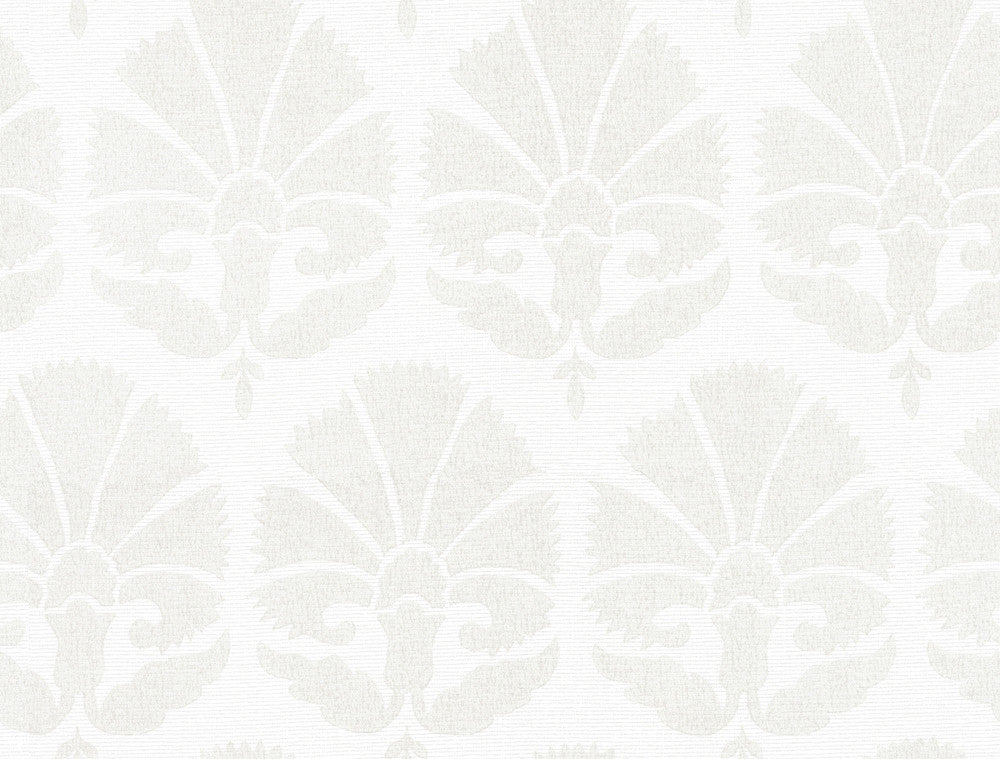 Ottoman Fans Lily White & Cream Wallpaper by Ronald Redding Handcrafted Naturals Covers about 60.8 square feet 27-in by 27-ft long roll Unpasted 20.5 - Fabric Carolina -