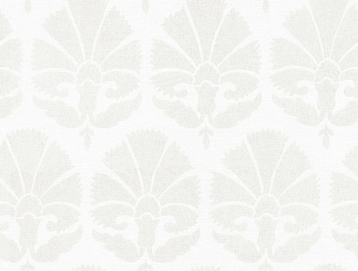 Ottoman Fans Lily White & Cream Wallpaper by Ronald Redding Handcrafted Naturals Covers about 60.8 square feet 27-in by 27-ft long roll Unpasted 20.5 - Fabric Carolina -
