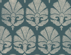Ottoman Fans Deep Teal & Cream Wallpaper by Ronald Redding