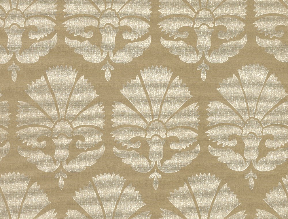 Ottoman Fans Gold & White Wallpaper by Ronald Redding Handcrafted Naturals Covers about 60.8 square feet 27-in by 27-ft long roll Unpasted 20.5 - Fabric Carolina -
