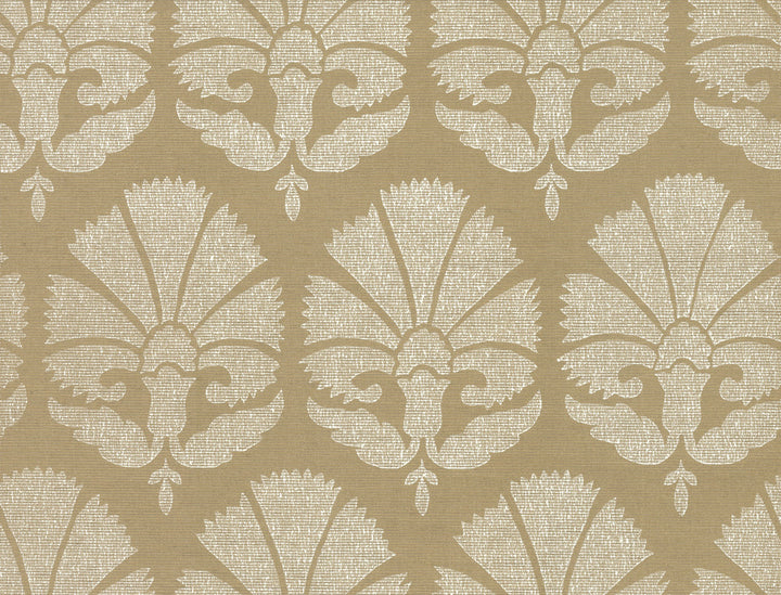 Ottoman Fans Gold & White Wallpaper by Ronald Redding Handcrafted Naturals Covers about 60.8 square feet 27-in by 27-ft long roll Unpasted 20.5 - Fabric Carolina -