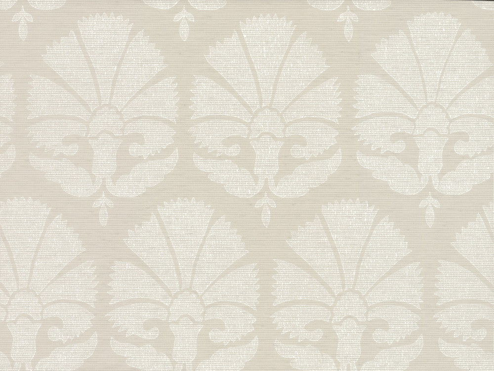 Ottoman Fans Light Grey Wallpaper by Ronald Redding Handcrafted Naturals Covers about 60.8 square feet 27-in by 27-ft long roll Unpasted 20.5 - Fabric Carolina -