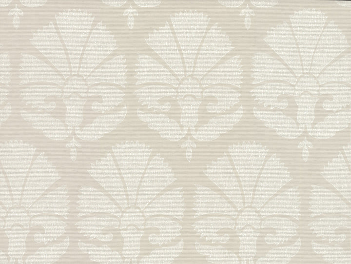 Ottoman Fans Light Grey Wallpaper by Ronald Redding Handcrafted Naturals Covers about 60.8 square feet 27-in by 27-ft long roll Unpasted 20.5 - Fabric Carolina -