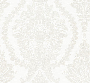 Heritage Damask White & Beige Wallpaper by Ronald Redding