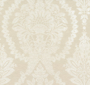 Heritage Damask Beige & White Wallpaper by Ronald Redding