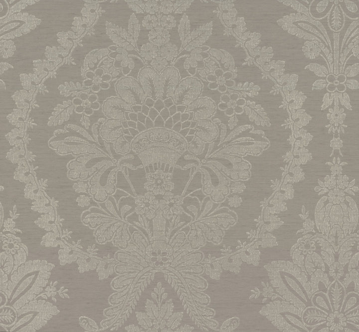 Heritage Damask Dark Grey Wallpaper by Ronald Redding Handcrafted Naturals Covers about 60.8 square feet 27-in by 27-ft long roll Unpasted 25.25 - Fabric Carolina -
