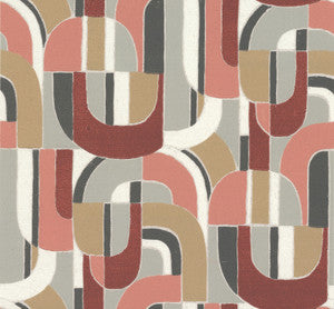 Sculpture Garden Coral & Black Wallpaper by Ronald Redding