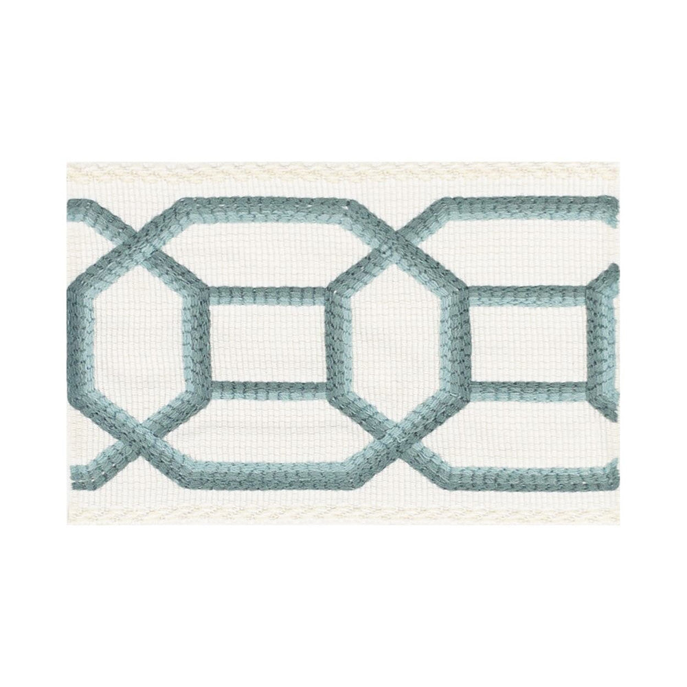 Helmsdale Tape 2 Turquoise by Stout Trim Stout Trim Helmsdale Tape 2 TurquoiseTrim ALLURE TRIM 55%SVI 45%COT TURKEY </p><p>Repeat: H: 1.875, V: 0.000 2.75 in - Fabric Carolina -