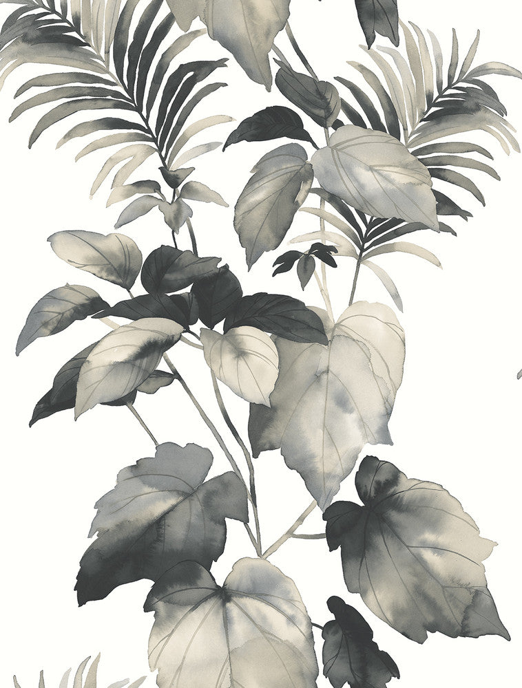 Leaf Stripe Inkwell by Seabrook Wallpaper Harry & Grace Peel and Stick United States 30.75 27" 20.5" - Fabric Carolina -