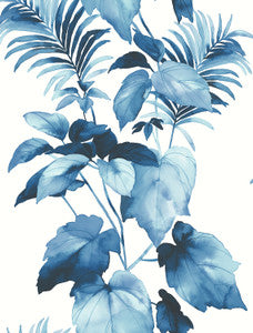 Leaf Stripe Olympic Blue by Seabrook Wallpaper