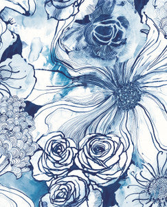 Ink Rose Celtic Blue by Seabrook Wallpaper