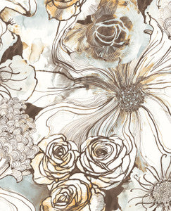 Ink Rose Mocha & Blue Mist by Seabrook Wallpaper