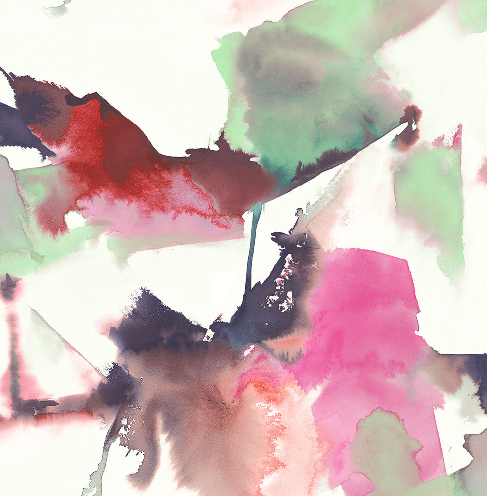 Watercolor Block Fuchsia & Mint Green by Seabrook Wallpaper Harry & Grace Peel and Stick United States 30.75 20.87" 20.5" - Fabric Carolina -