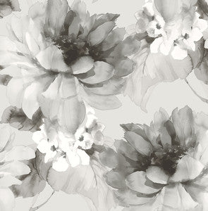 Watercolor Floral Ash & Metallic Silver by Seabrook Wallpaper