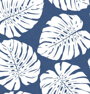 Monstera Leaf Blue by Seabrook Wallpaper
