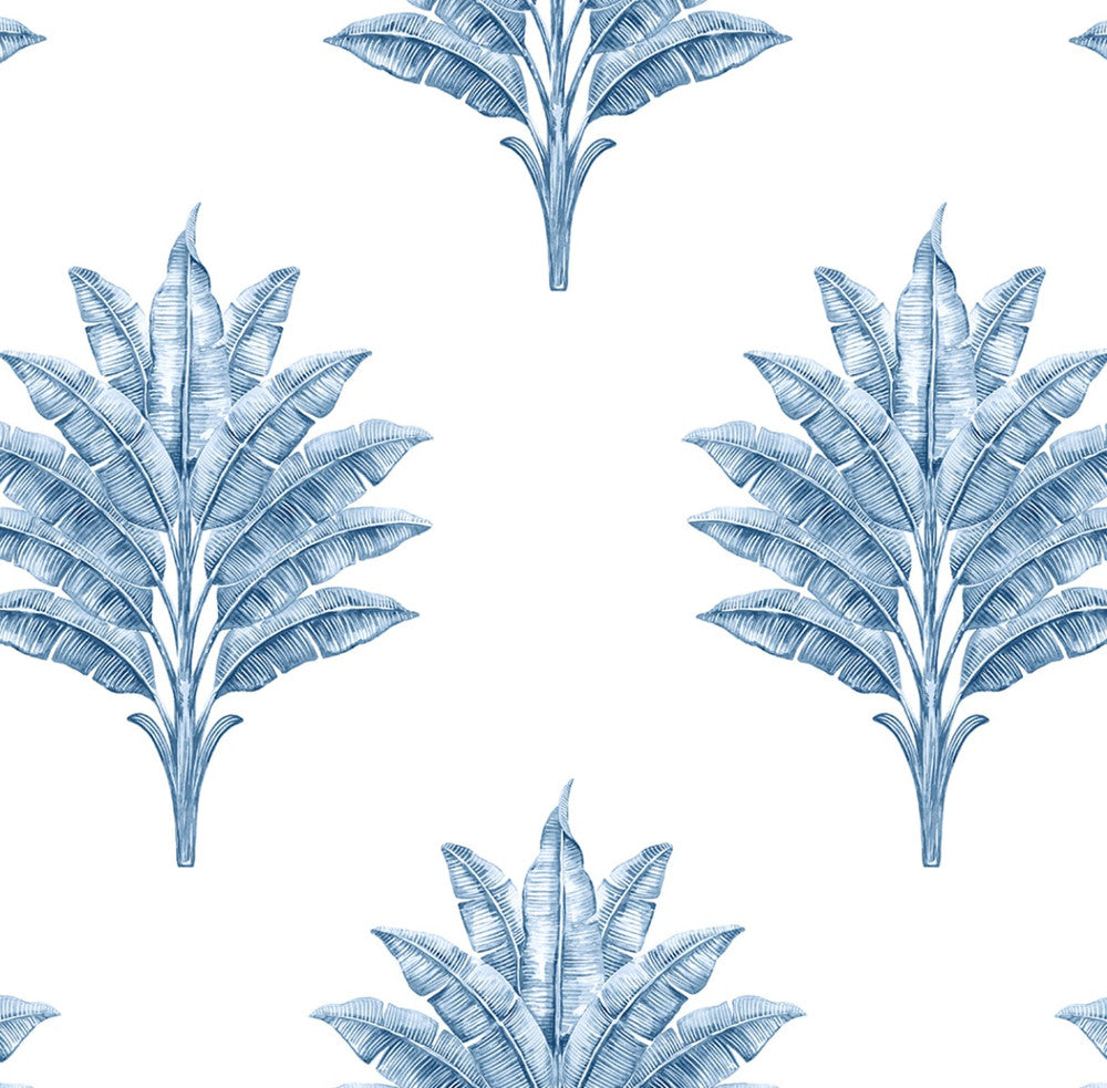 Sea Breeze Palm Coastal Blue by Seabrook Wallpaper Harry & Grace Peel and Stick United States 40.5 20.87" 27" - Fabric Carolina -