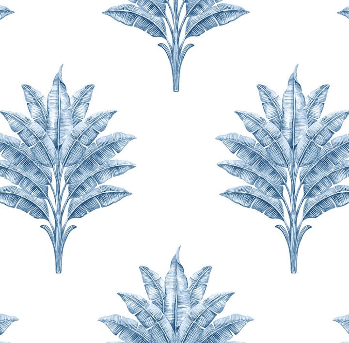 Sea Breeze Palm Coastal Blue by Seabrook Wallpaper Harry & Grace Peel and Stick United States 40.5 20.87" 27" - Fabric Carolina -