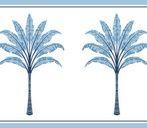 Montgomery Palm Border Blue Lake by Seabrook Wallpaper