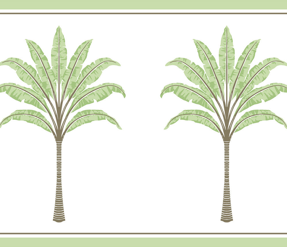 Montgomery Palm Border Green Tea by Seabrook Wallpaper Harry & Grace Peel and Stick United States 15.38 7" 10.25" - Fabric Carolina -