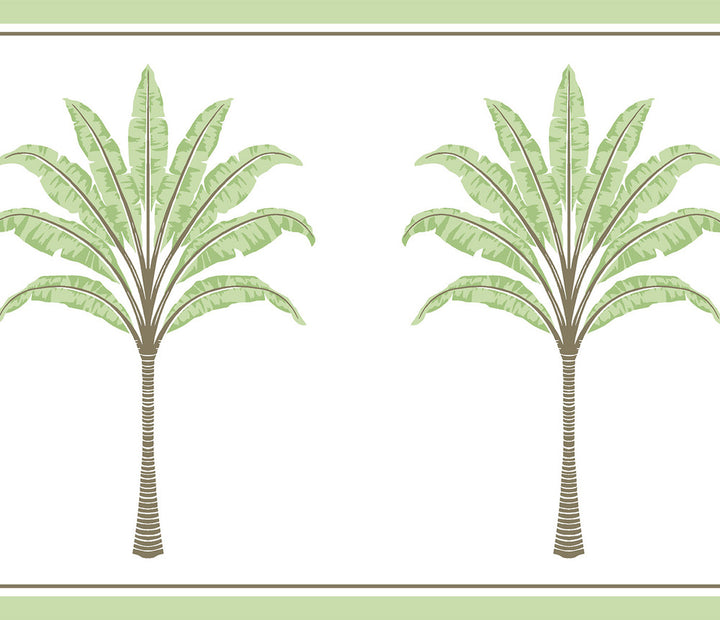 Montgomery Palm Border Green Tea by Seabrook Wallpaper Harry & Grace Peel and Stick United States 15.38 7" 10.25" - Fabric Carolina -