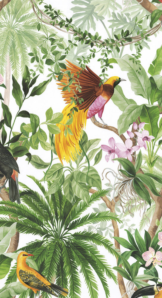 Tropical Bird White by Seabrook Wallpaper Harry & Grace Peel and Stick United States 30.75 37.6" 20.5" - Fabric Carolina -