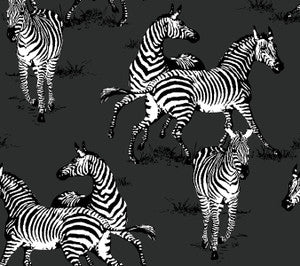 Playful Zebras Charcoal by Seabrook Wallpaper
