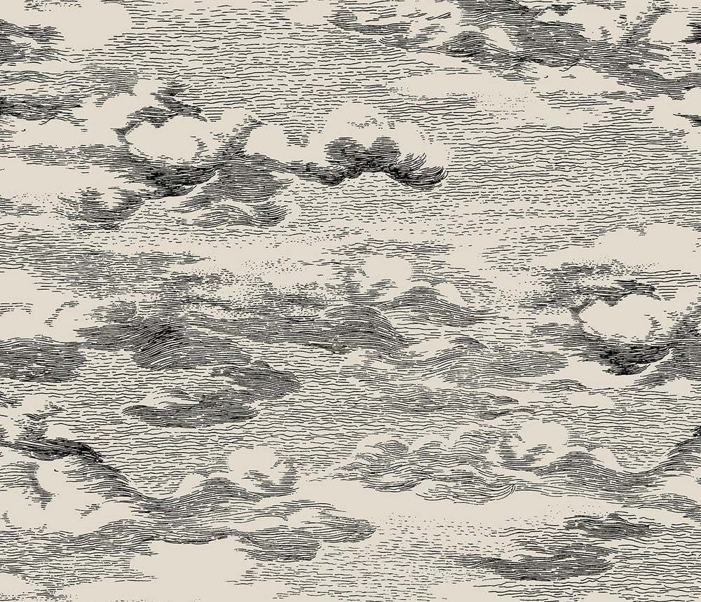 Clouds Beige & Black by Seabrook Wallpaper Harry & Grace Peel and Stick United States 30.75 18" 20.5" - Fabric Carolina -