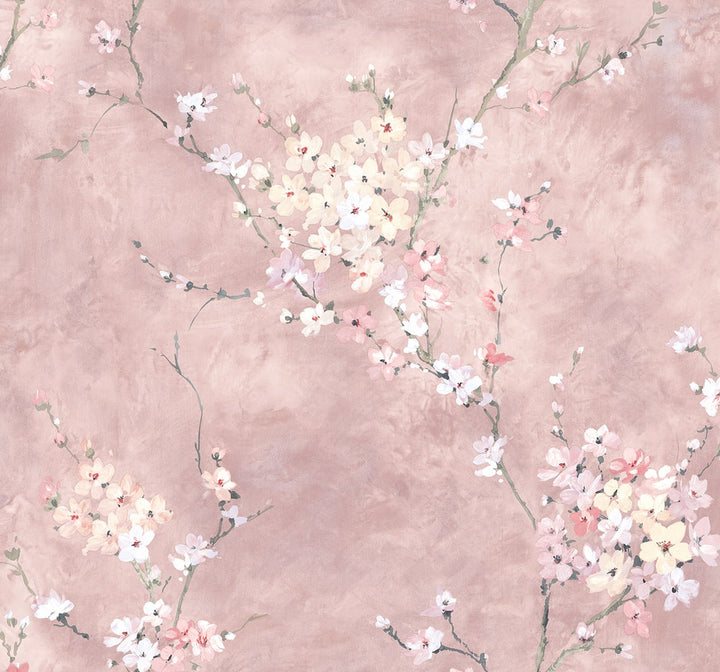 Floral Blossom Dusty Rose by Seabrook Wallpaper Harry & Grace Peel and Stick United States 40.5 25.2" 27" - Fabric Carolina -