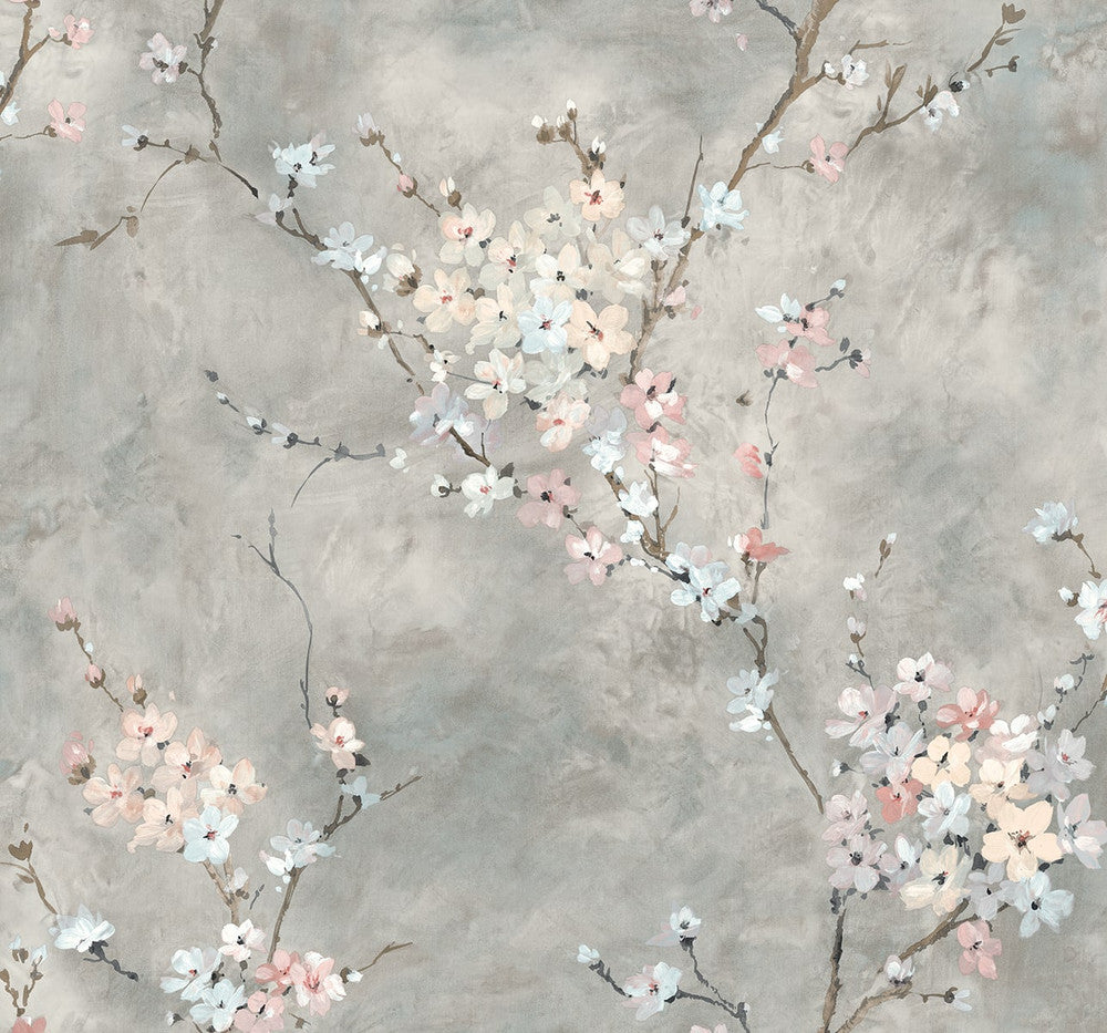 Floral Blossom Grey by Seabrook Wallpaper Harry & Grace Peel and Stick United States 40.5 25.2" 27" - Fabric Carolina -