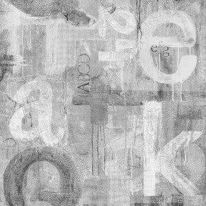 Graphic Letters Pewter by Seabrook Wallpaper