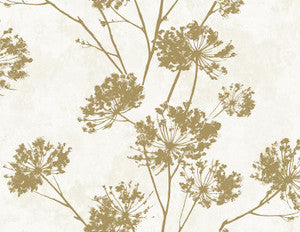 Dandelion Floral Metallic Gold by Seabrook Wallpaper
