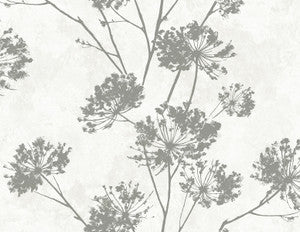 Dandelion Floral Metallic Silver by Seabrook Wallpaper