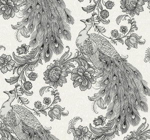 Peacock Ivory & Ebony by Seabrook Wallpaper