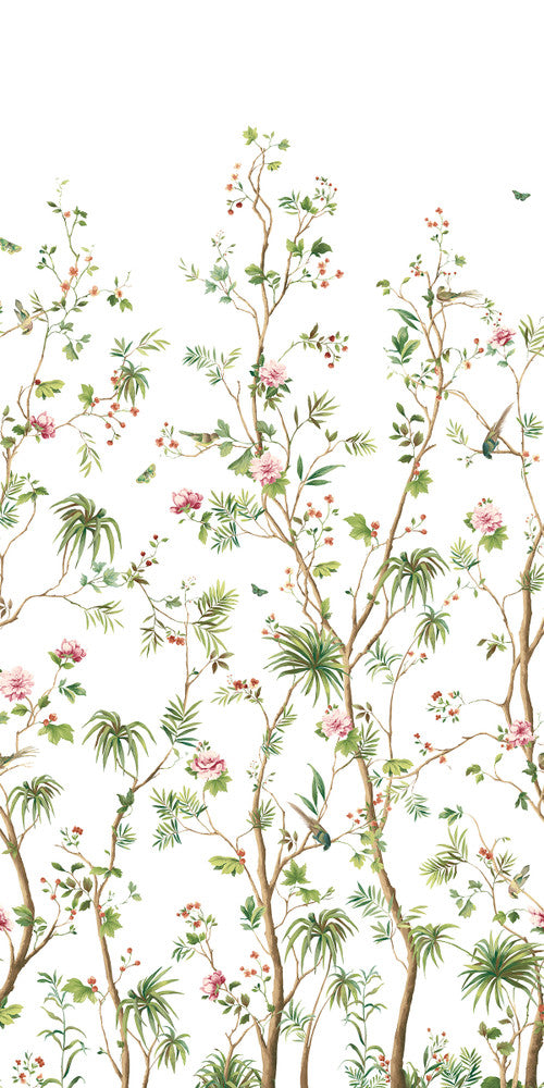 Blooming Chinoiserie Mural Fern & Rosebud by Seabrook Wallpaper Harry & Grace Peel and Stick United States 40.5 108" 54" - Fabric Carolina -
